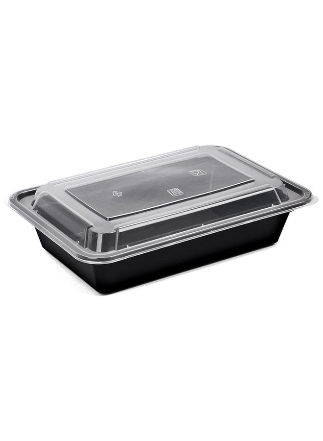 Khaleej Pack 16 oz-10 Pcs Black-Base clear Microwave container with lids - rectanglular  Disposable food storage container with lids - Image 3