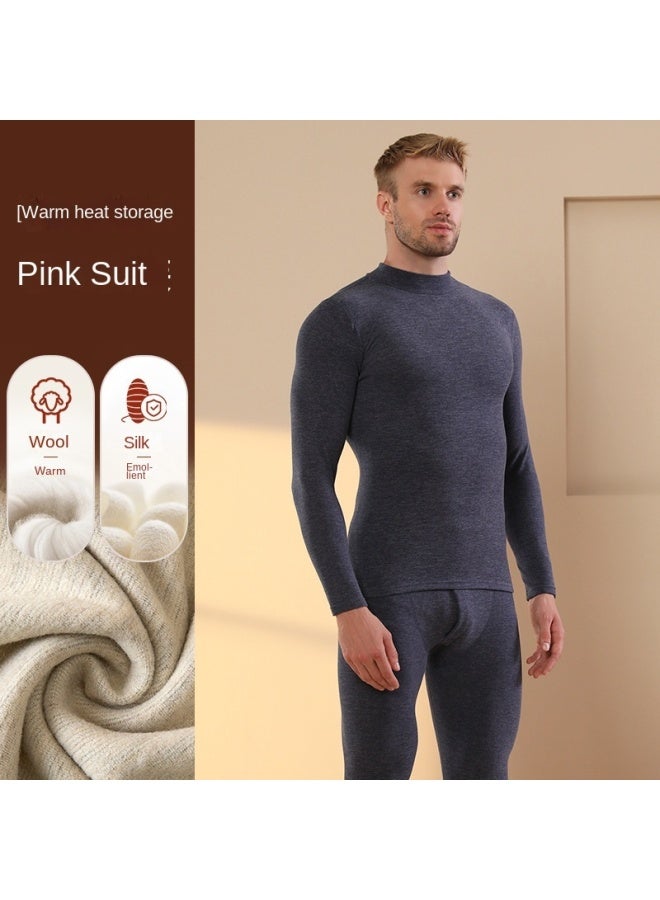 ملابس داخلية حرارية للرجال من كشمير حرير قطن سميك لونغ جونز ملابس شتوية دافئة من الف fleece مجموعة ملابس داخلية ساخنة - Image 1