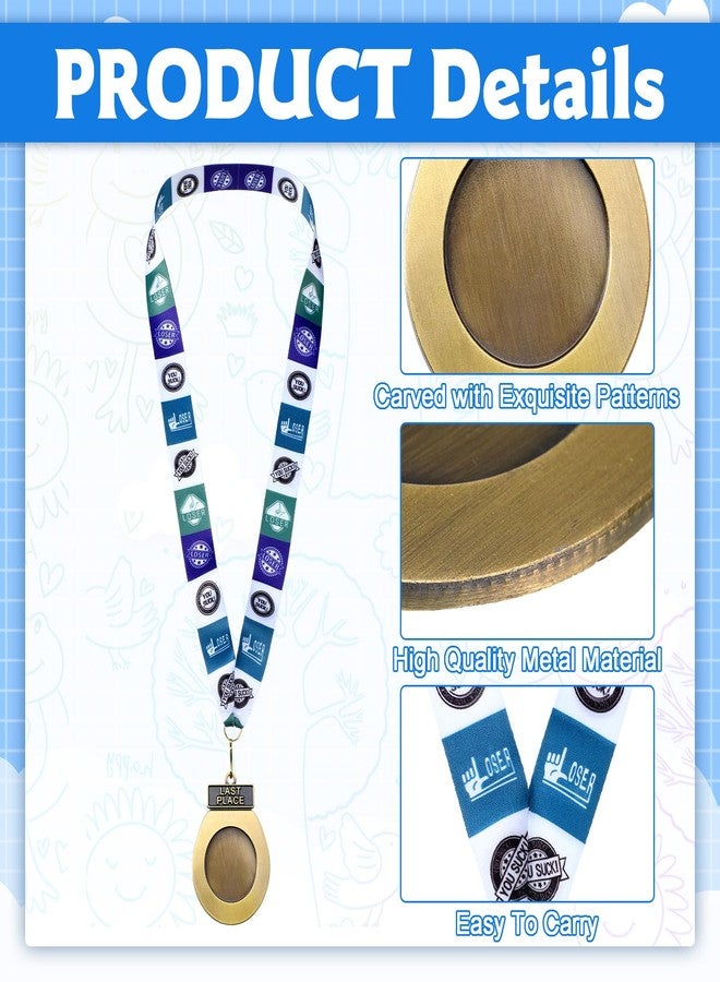 Remuuly 10 Pcs Toilet Seat Last Place Medals Bulk 3'' Loser Award Medals Gold Last Place Trophy with Loser Neckband Award Prize Gift for Tournaments, School Match Sports Competition Teams - Image 3