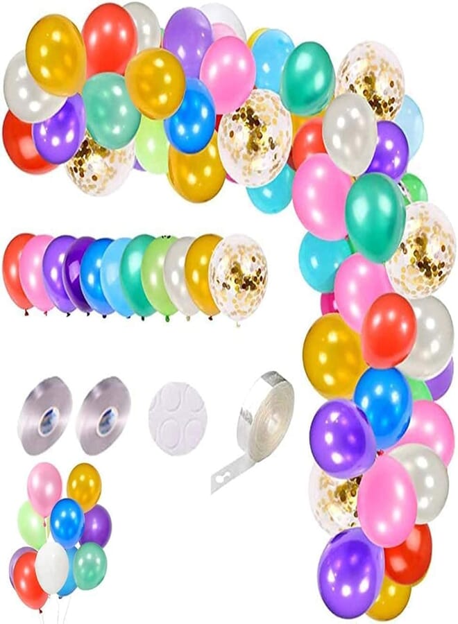 Secret 109 Pcs Party balloon Arch Kit, 10 Colors Rainbow Balloon for New Year 12 Inch Gold Confetti Balloon Colorful Party Latex Balloons
