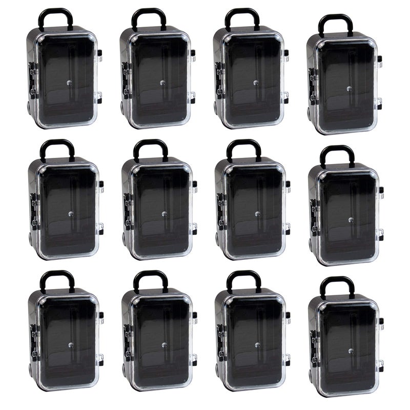 AUEAR 12 Pack Mini Suitcase Boxes Plastic Candy Small Reception Gift Travel Case for Wedding Party Decoration Black 354 x 2 x 158