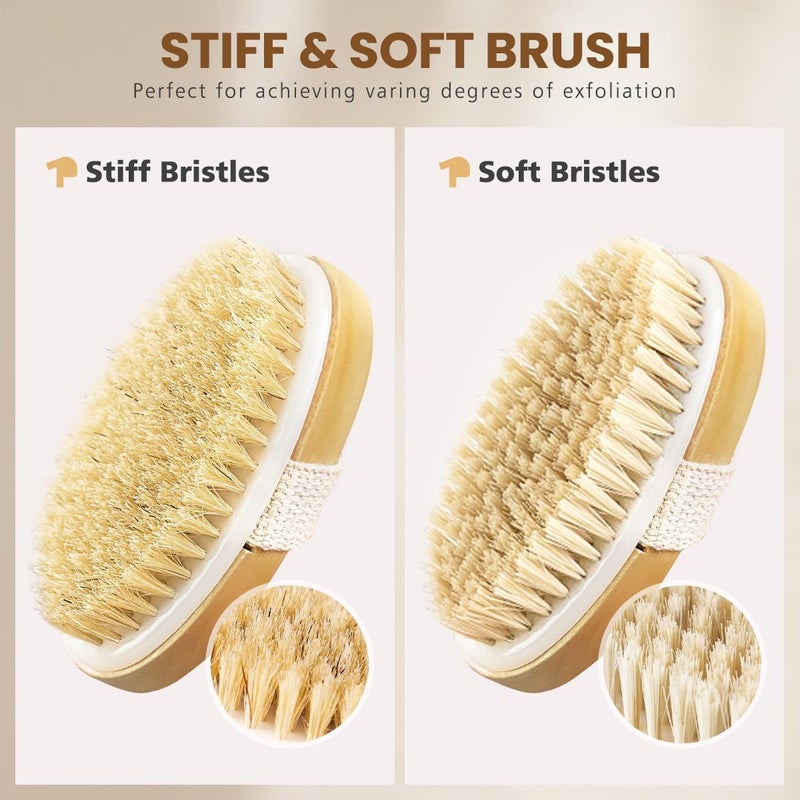 POPCHOSE Dry Brushing Body Brush, Natural Bristle Dry Skin Exfoliating Brush Body Scrub for Flawless Skin, Cellulite Treatment, Lymphatic Drainage and Blood Circulation Improvement - Image 4