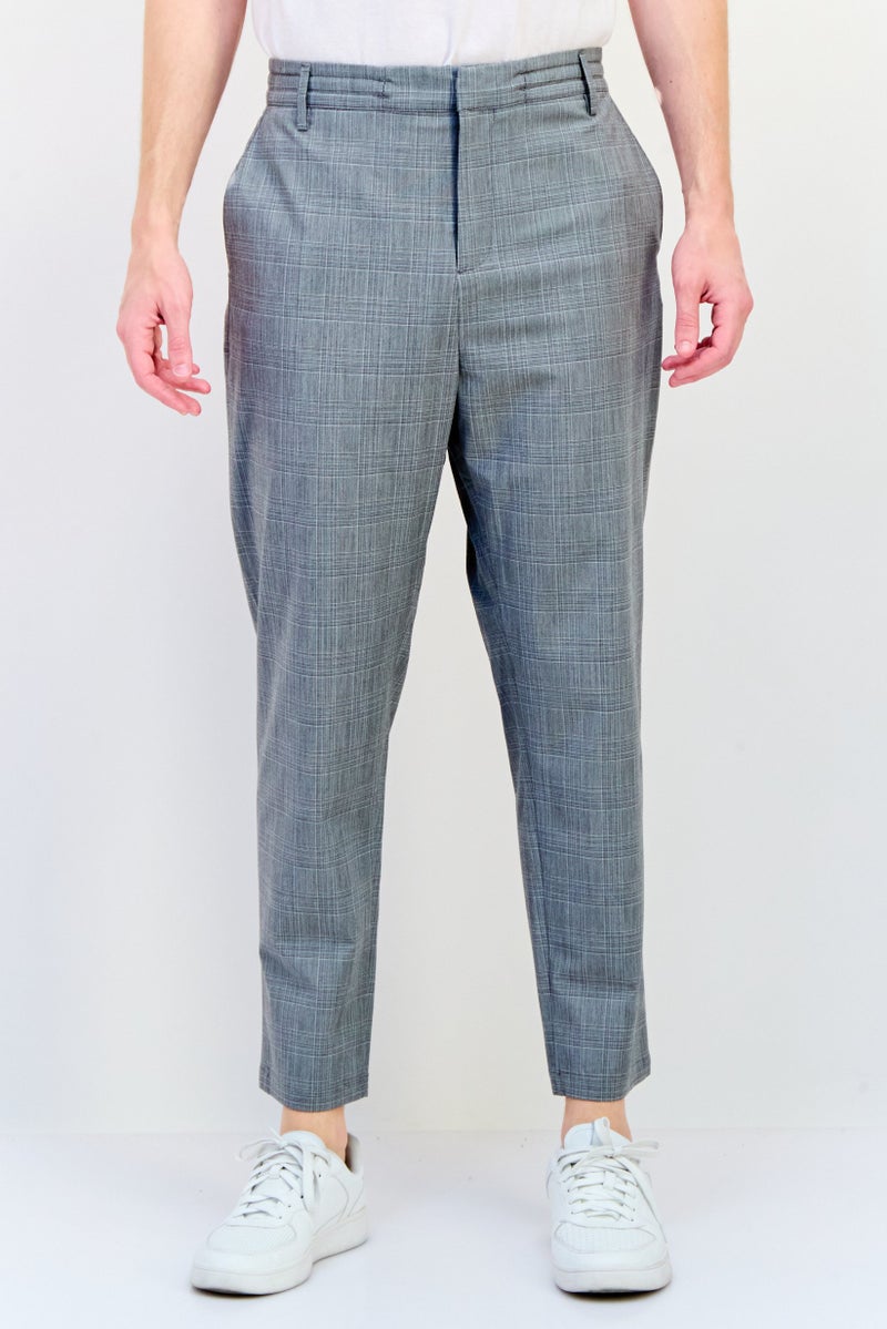 Celio Men Regular Fit Checkered Chino Pants, Grey - Image 1