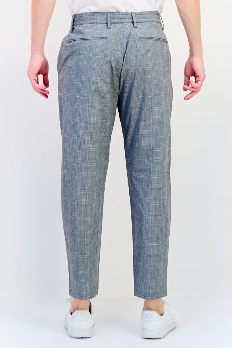 Celio Men Regular Fit Checkered Chino Pants, Grey - Image 3