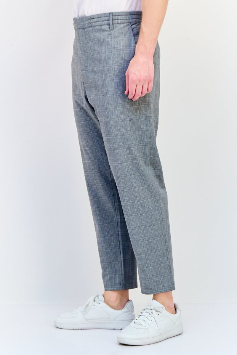 Celio Men Regular Fit Checkered Chino Pants, Grey - Image 2