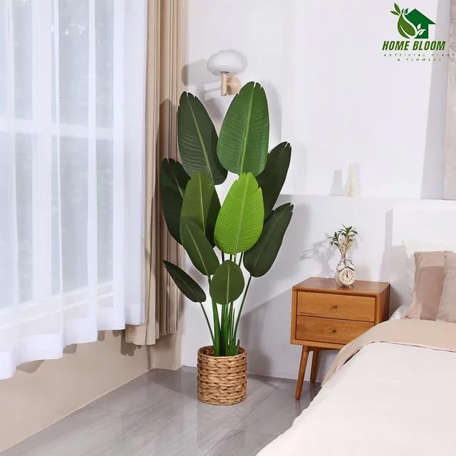 Home Bloom Artificial Banana Plant 5 Feet Artificial Bird of Paradise Plant Fake Tropical Palm Tree for Indoor Outdoor Perfect Faux Plants for Home Garden Office Store Decoration - Image 2