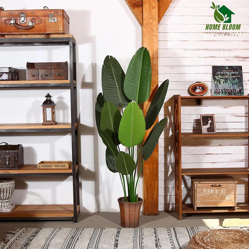 Home Bloom Artificial Banana Plant 5 Feet Artificial Bird of Paradise Plant Fake Tropical Palm Tree for Indoor Outdoor Perfect Faux Plants for Home Garden Office Store Decoration - Image 4