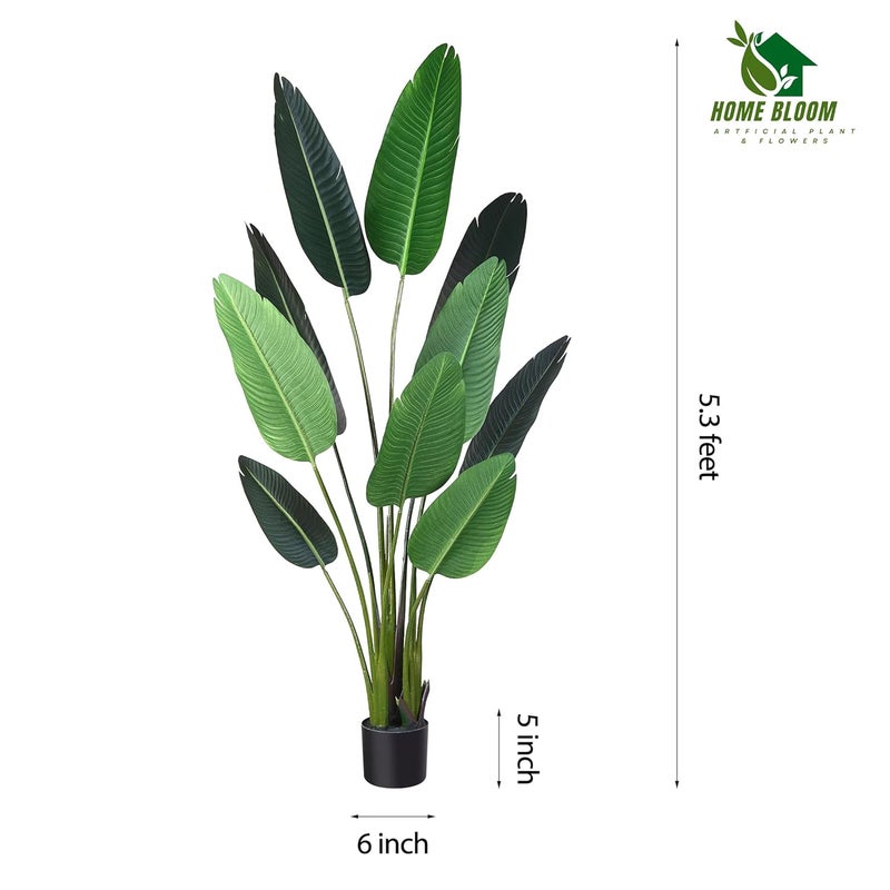 Home Bloom Artificial Banana Plant 5 Feet Artificial Bird of Paradise Plant Fake Tropical Palm Tree for Indoor Outdoor Perfect Faux Plants for Home Garden Office Store Decoration - Image 3
