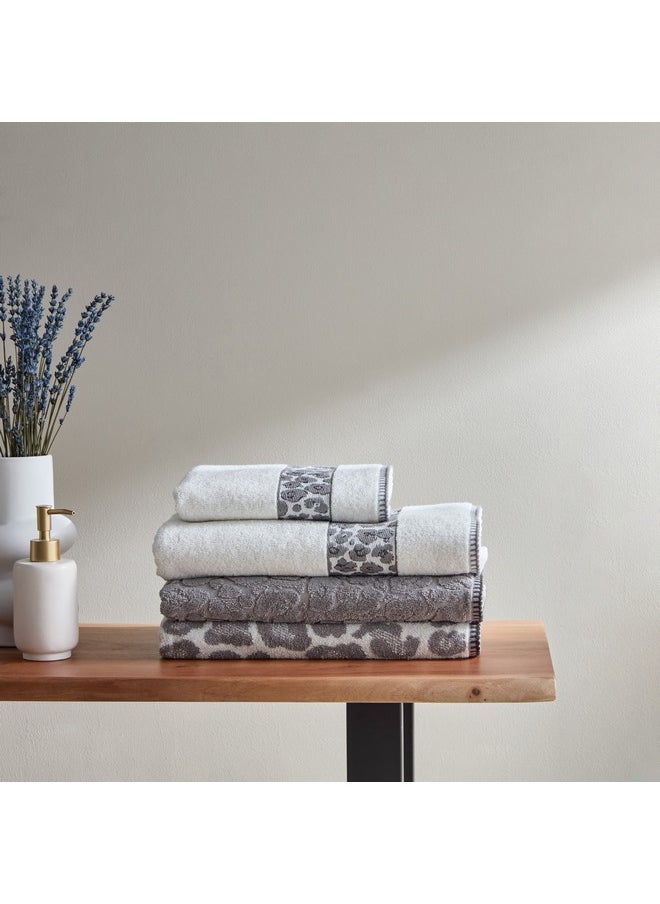 Home Box منشفة حمام قطن تركي جاكار بحدود نمر فاخرة 140 × 70 سم  - Image 4