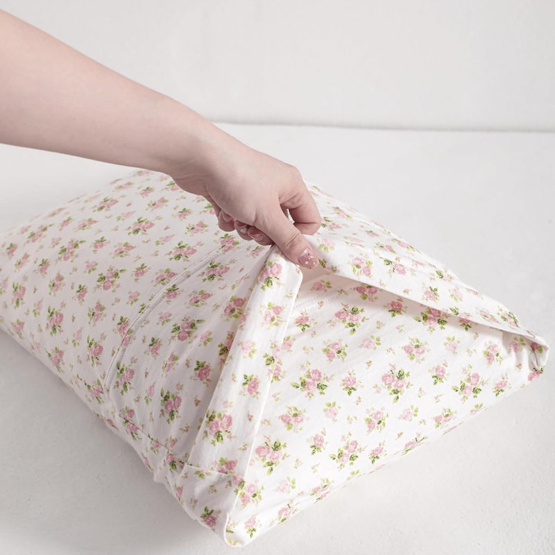 NTBAY 2 Pack 100% Natural Jersey Cotton Toddler Pillowcases, Super Soft and Breathable Travel Pillow Cases with Envelope Closure for Nursery, 13x18 Inches, Pink and White Floral - Image 3