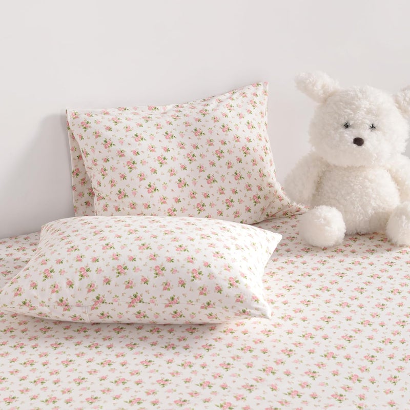 NTBAY 2 Pack 100% Natural Jersey Cotton Toddler Pillowcases, Super Soft and Breathable Travel Pillow Cases with Envelope Closure for Nursery, 13x18 Inches, Pink and White Floral - Image 2