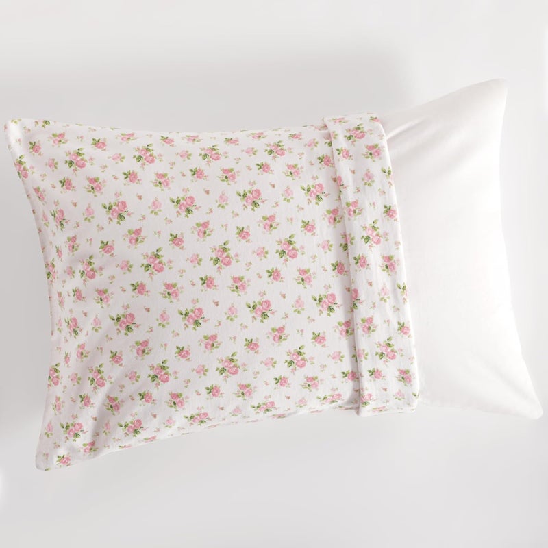 NTBAY 2 Pack 100% Natural Jersey Cotton Toddler Pillowcases, Super Soft and Breathable Travel Pillow Cases with Envelope Closure for Nursery, 13x18 Inches, Pink and White Floral - Image 4