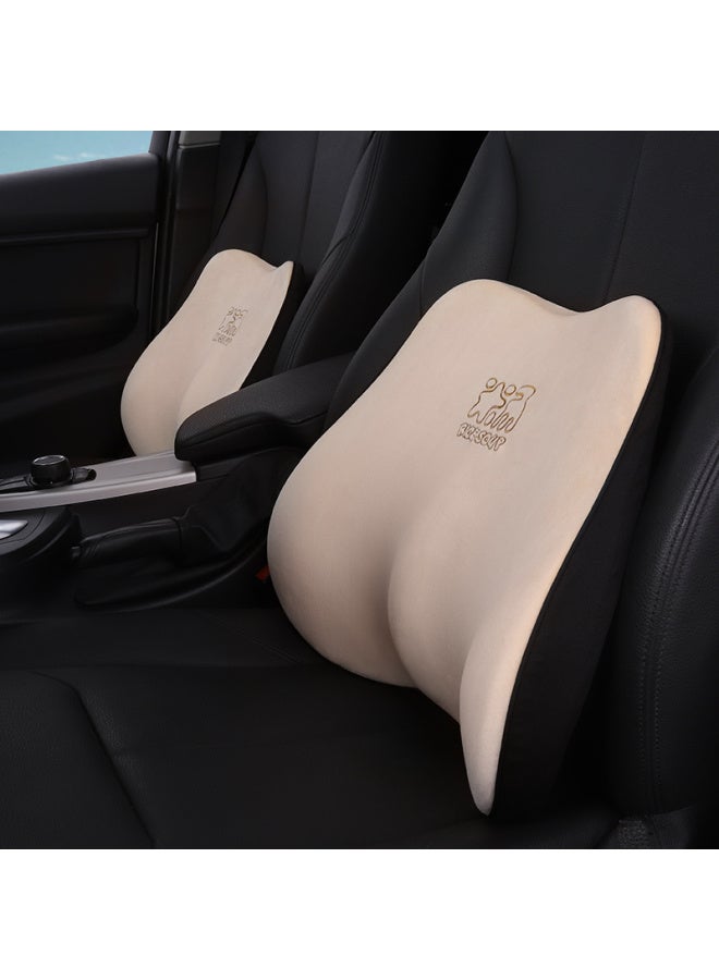 Icaroom Car Lumbar Support, Space Memory Foam Waist Pillow For Car And Office Seat, Back Support Cushion For All Seasons, T-632m Apricot Color - Image 1