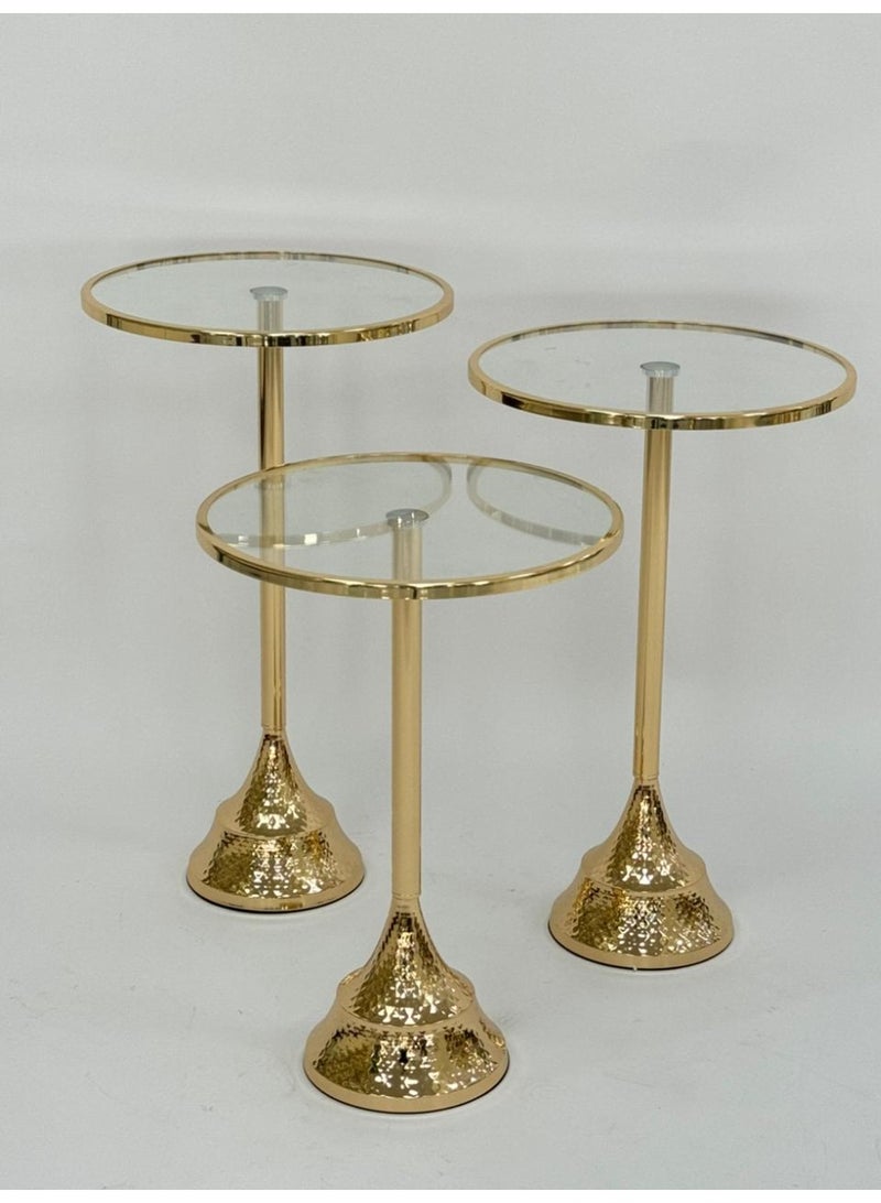 Living Set of 3 Modern Glass and Metal Tables - Image 5