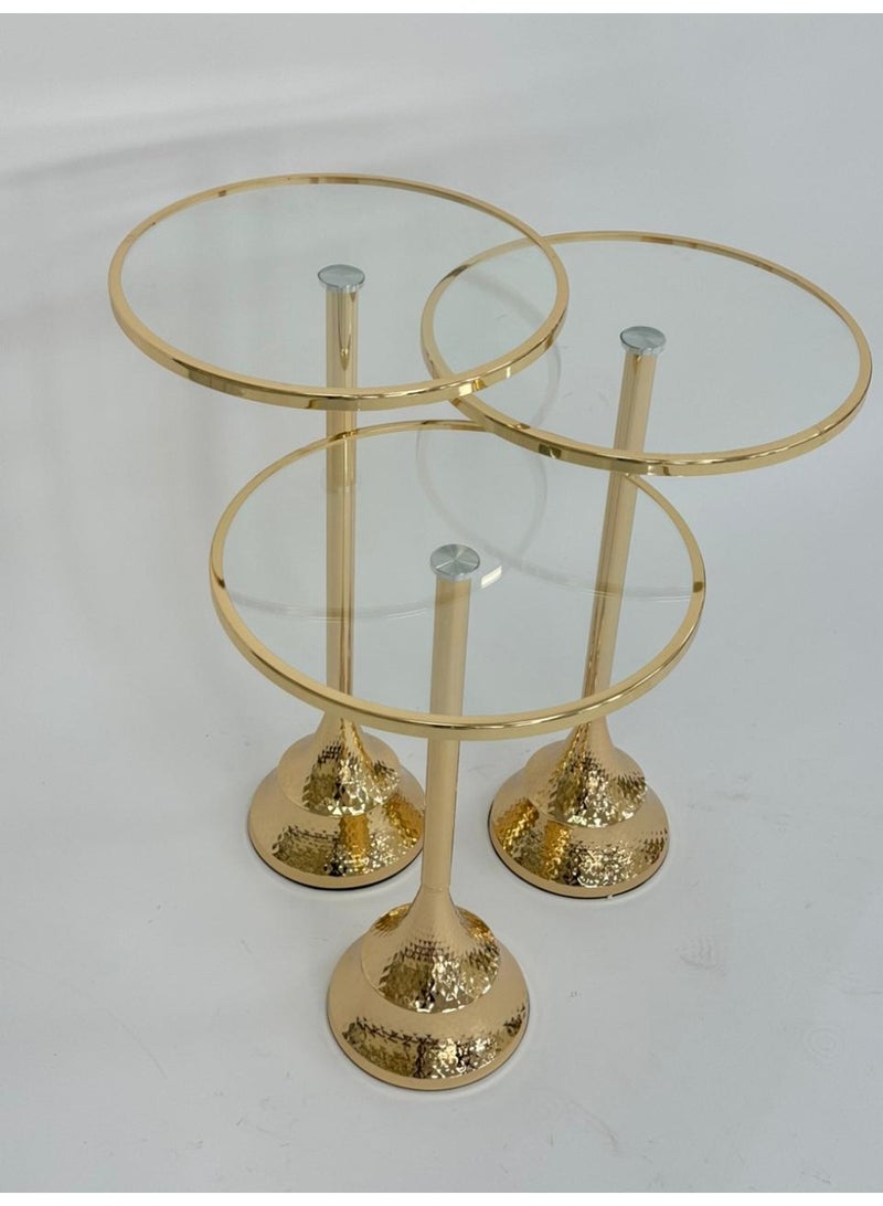 Living Set of 3 Modern Glass and Metal Tables - Image 2