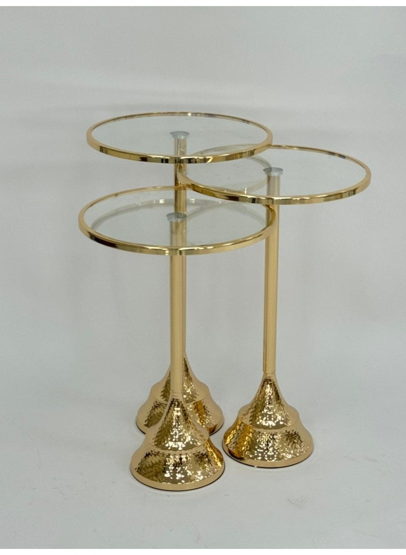 Living Set of 3 Modern Glass and Metal Tables - Image 3