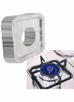 Stove Burner Covers 100 Pack Aluminum Foil Square Gas Burner Liners Disposable Resistant Stove Foil Covers Keep Stove Clean Foil Liners to Catch Oil Grease and Food Spills Easy Clean (8.5")