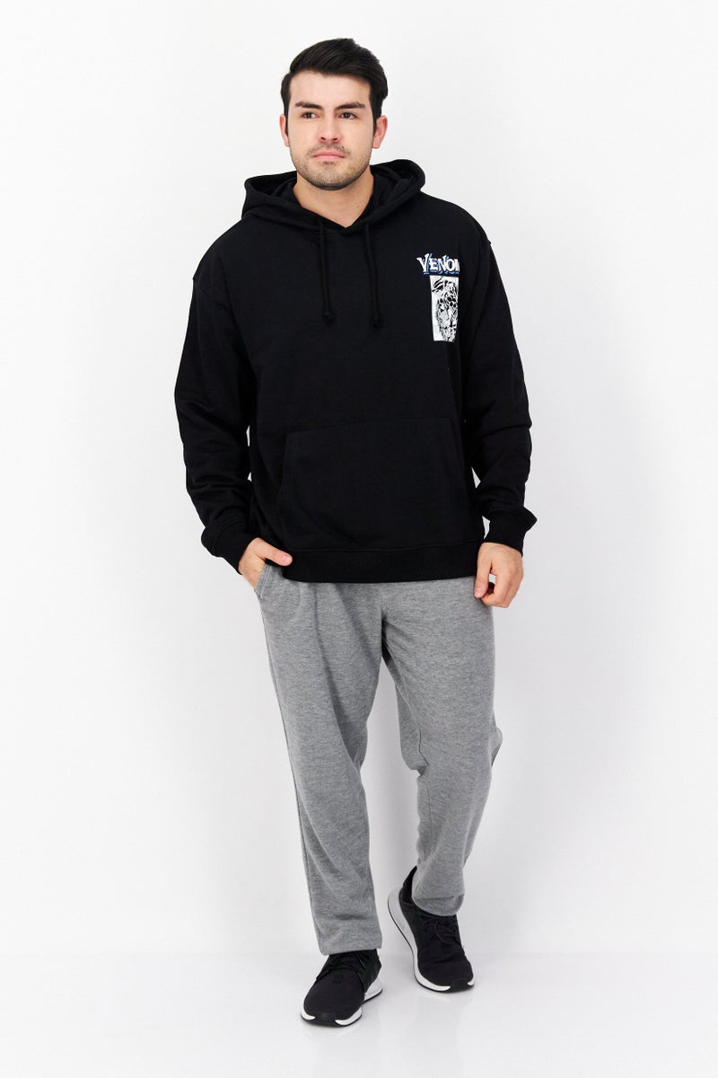 MARVEL Men Hooded Graphic Print Long Sleeve Sweatshirt, Black Combo - Image 4