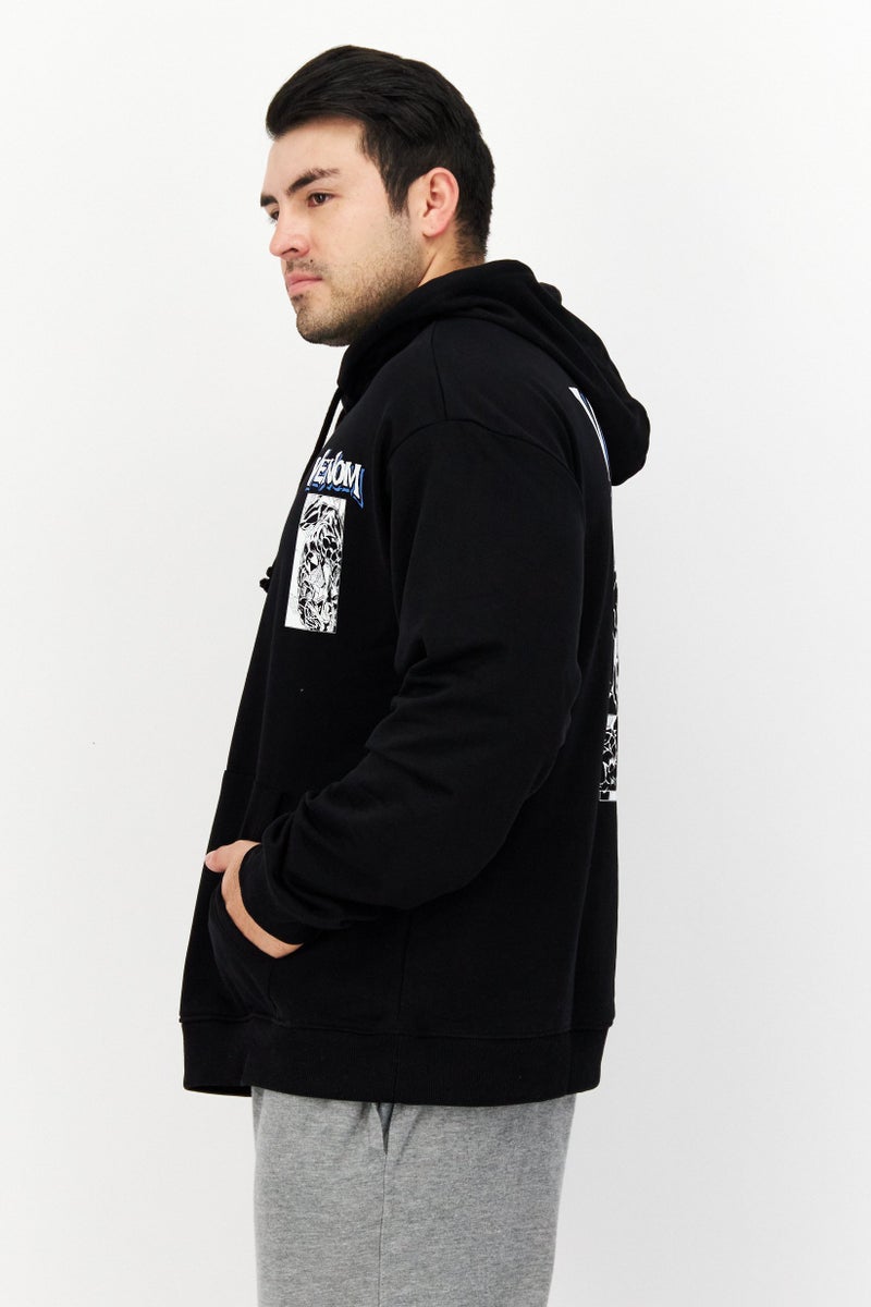 MARVEL Men Hooded Graphic Print Long Sleeve Sweatshirt, Black Combo - Image 2