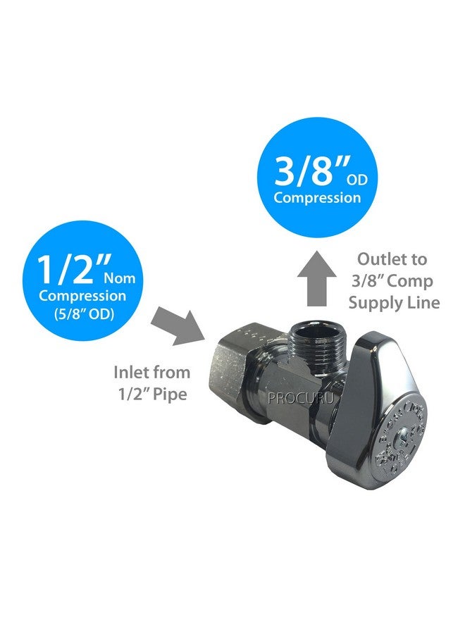 brasscraft (4-Pack) BrassCraft G2CR19L1X 1/2-in Nominal Comp x 3/8-in OD Outlet Chrome Plated Brass 1/4-Turn Angle Stop Valve Less Outlet Sleeve/Nut (4-Pack) - Image 3