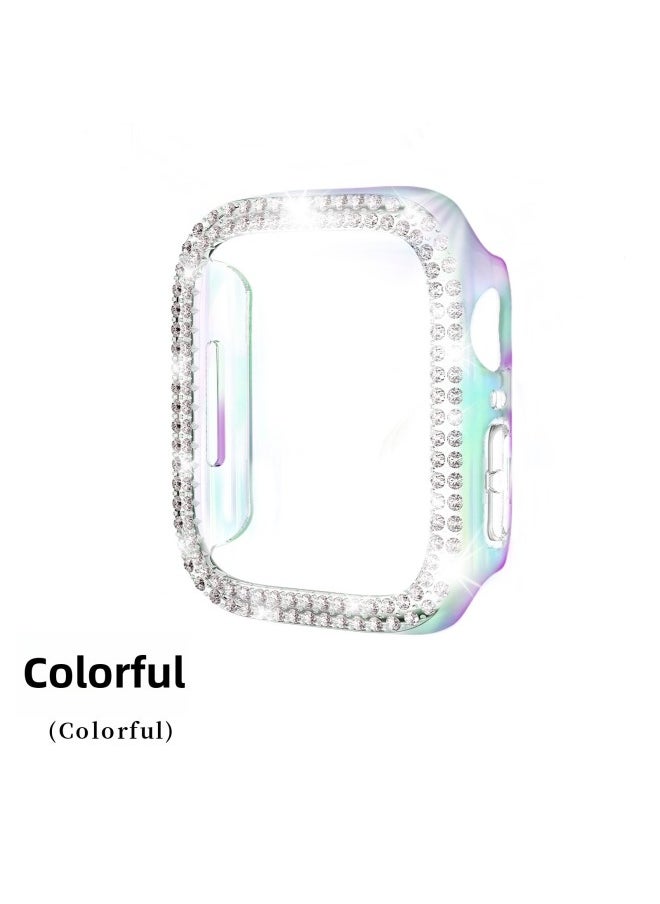 Generic - Suitable For Iwatch9/8/7/6/5 Generation Double Diamond Half Package Electroplated Hollow Apple Watch PC Protective Case-Color:Red-Exterior Dimension:45mm - Image 1