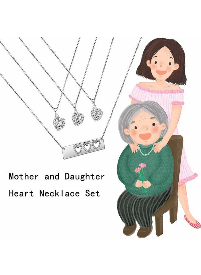 AKTAP Daughter Gifts Mother Daughter Necklace Cubic Zirconia Love Pendant Necklace Mother's Day Gift, Mother: 3.2cm x 0.6cm, Daughter: 0.9cm, Stainless Steel, No Gemstone - Image 5