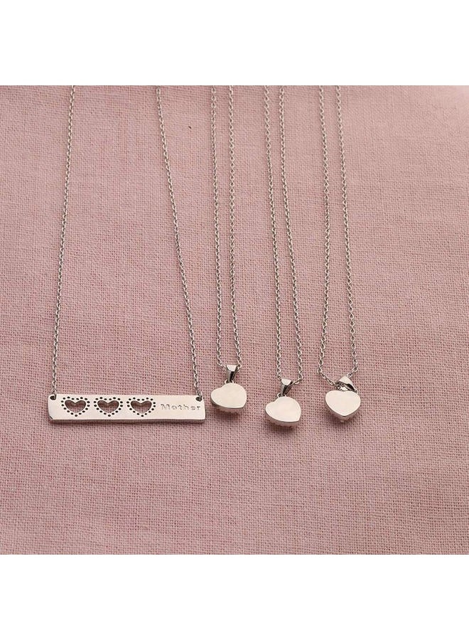 AKTAP Daughter Gifts Mother Daughter Necklace Cubic Zirconia Love Pendant Necklace Mother's Day Gift, Mother: 3.2cm x 0.6cm, Daughter: 0.9cm, Stainless Steel, No Gemstone - Image 3