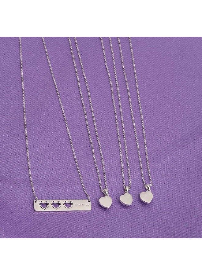 AKTAP Daughter Gifts Mother Daughter Necklace Cubic Zirconia Love Pendant Necklace Mother's Day Gift, Mother: 3.2cm x 0.6cm, Daughter: 0.9cm, Stainless Steel, No Gemstone - Image 4