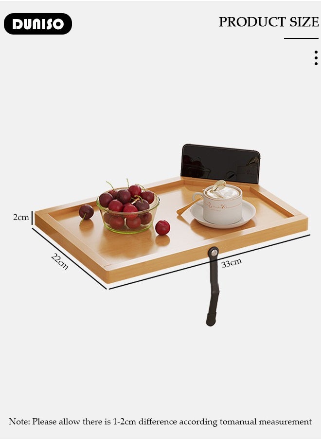 DUNISO - Bamboo Sofa Armrest Tray, Foldable Armrest Tray for Small Spaces, Portable Couch Armrest Table with Phone Holder, Sofa Tray Table Clip for Wide Couches, TV Table and Side Tables for Eating Drinks Snacks Remote Control - Image 1