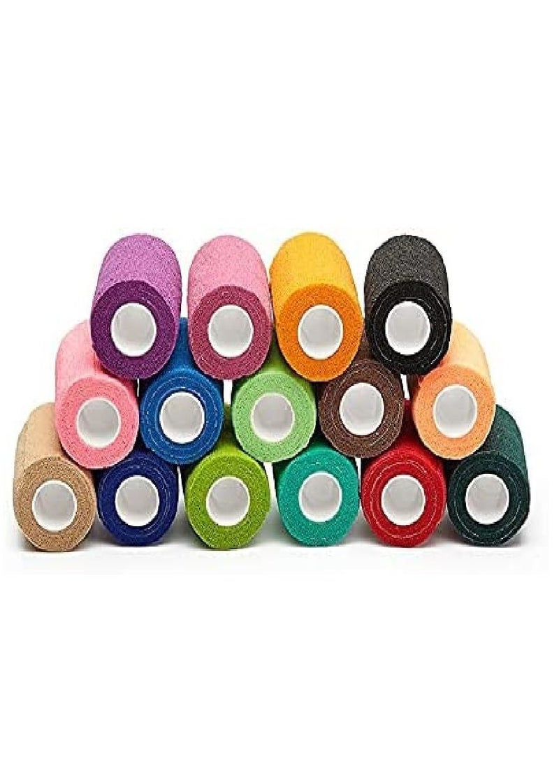 Dubkart - Cohesive Bandages, 12 Rolls Self-Adherent Non Woven Bandage Wrap Pet Vet Bandage Elastic Sports Bandages Water Repellent Breathable for Wrist Ankle Strains Sprains Swelling (10 Colours) - Image 1