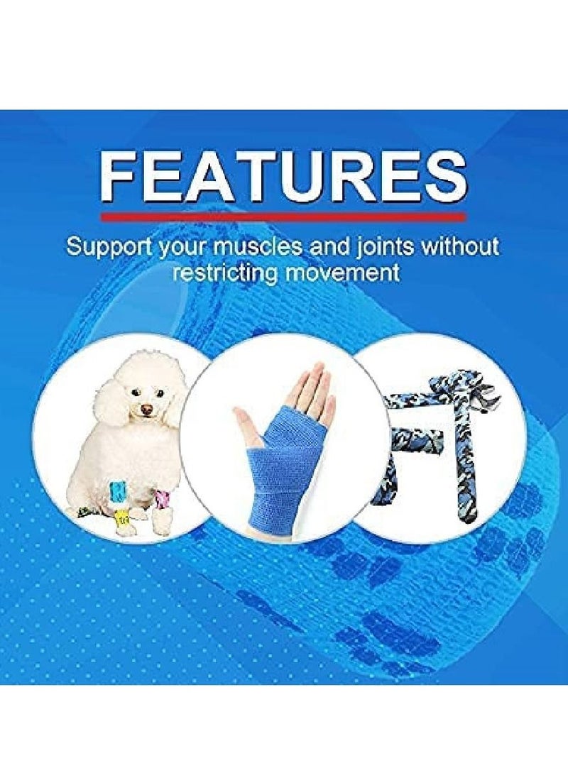 Dubkart - Cohesive Bandages, 12 Rolls Self-Adherent Non Woven Bandage Wrap Pet Vet Bandage Elastic Sports Bandages Water Repellent Breathable for Wrist Ankle Strains Sprains Swelling (10 Colours) - Image 1