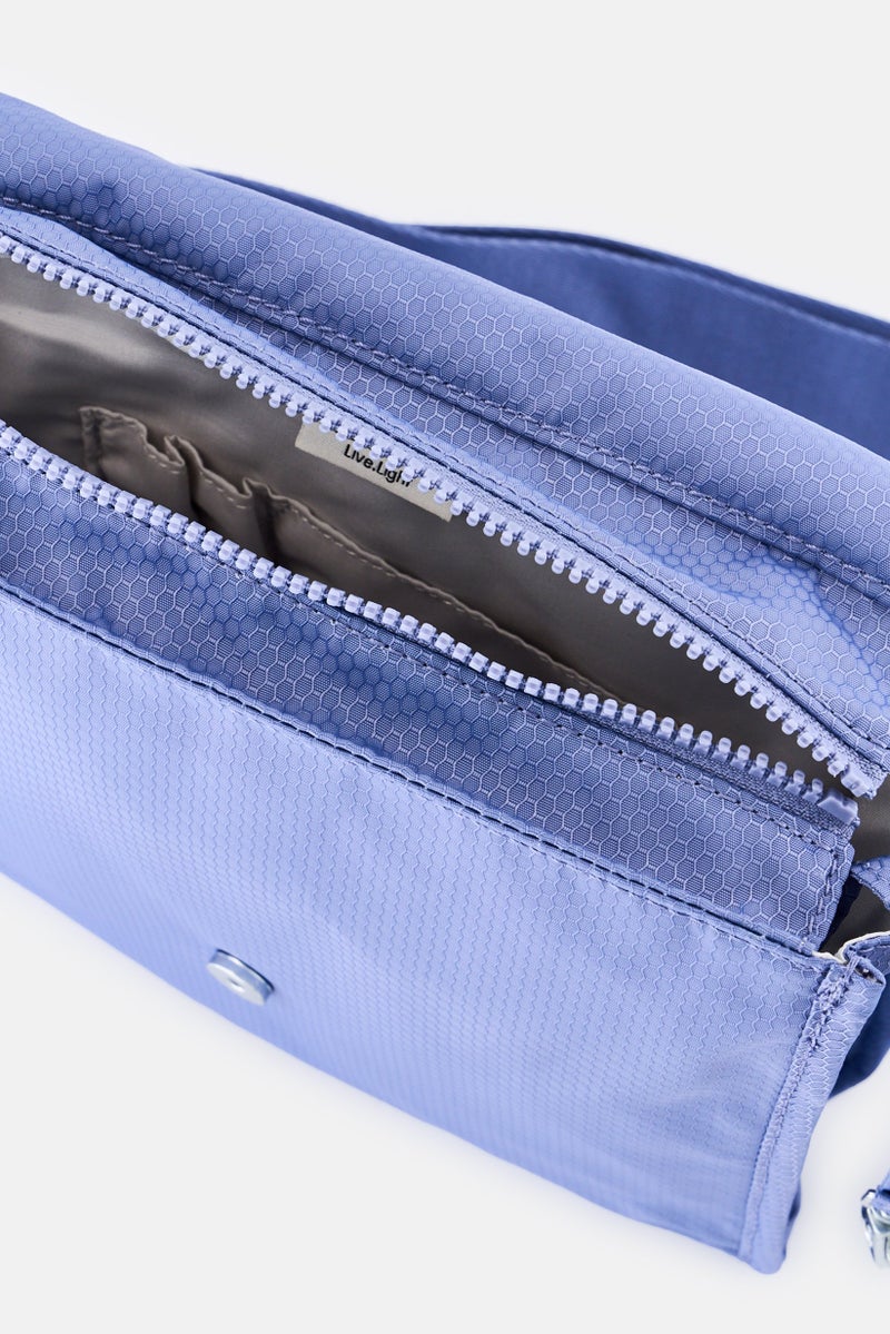 kipling Women Brand Logo Cross Body Bag With Keyring, Ash Blue - Image 3