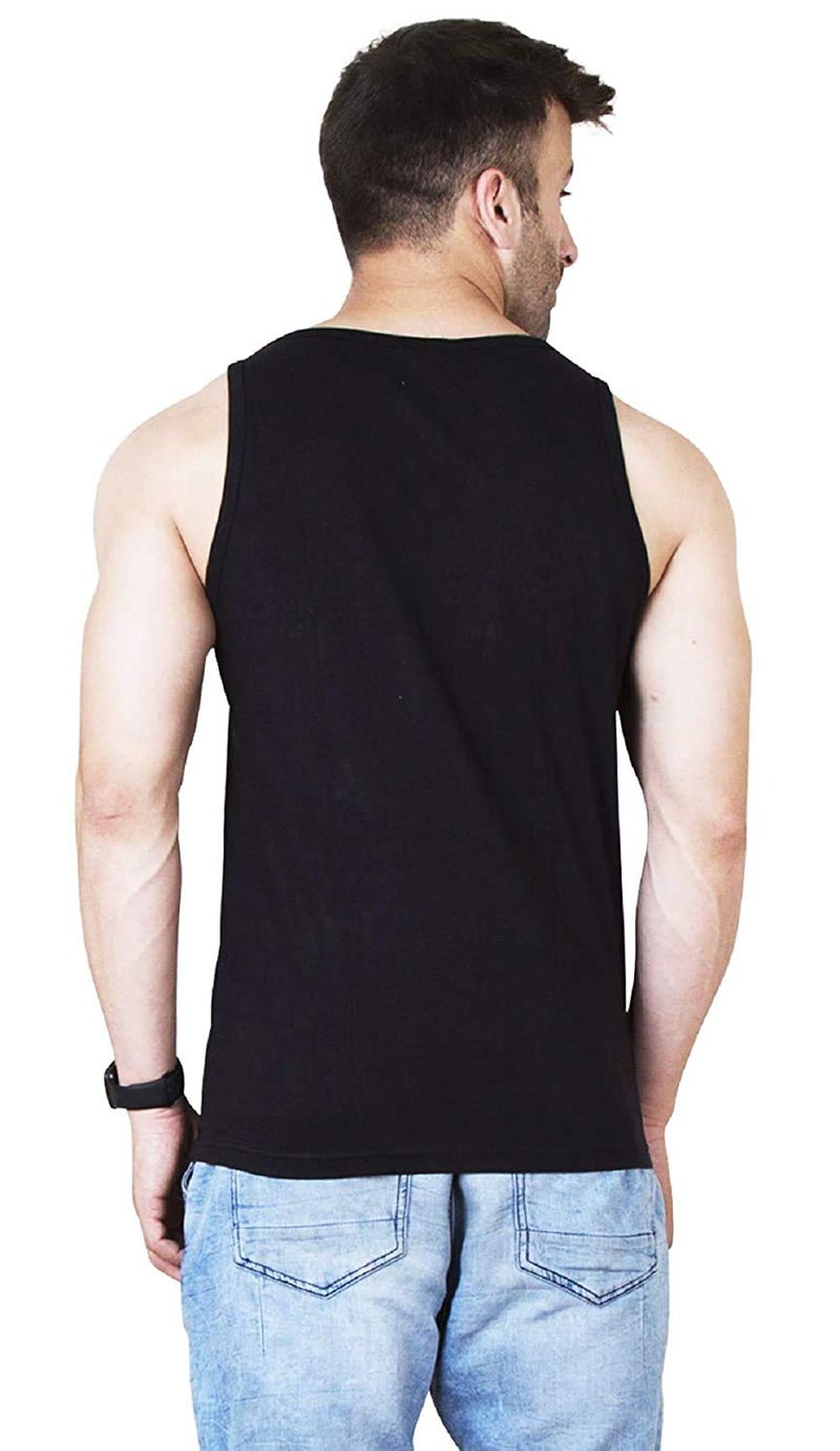 Veirdo Men's Cotton Regular Fit Sleeveless T-Shirt (VST_G4_Lion_BLK_L_Muliblack_Large) - Image 2