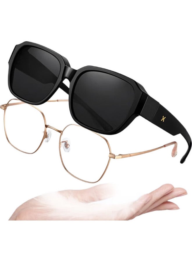 LOHO (Loho) New Myopia Glasses Sunglasses Set Myopia Glasses Driving Special Polarized Sunglasses Fashion Square Frame Men And Women - Image 1