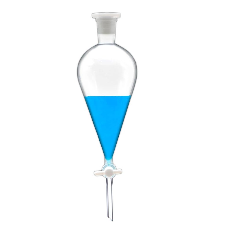 FSLAB Borosilicate Glass 500ML Separating Funnel Heavy Wall Conical Separatory Funnel with 24/40 Joints and PTFE Stopcock Lab,Food,pear - 500ML - Image 2