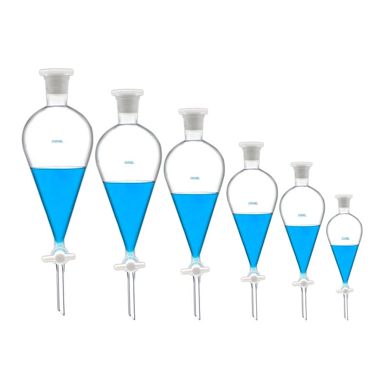 FSLAB Borosilicate Glass 500ML Separating Funnel Heavy Wall Conical Separatory Funnel with 24/40 Joints and PTFE Stopcock Lab,Food,pear - 500ML - Image 1