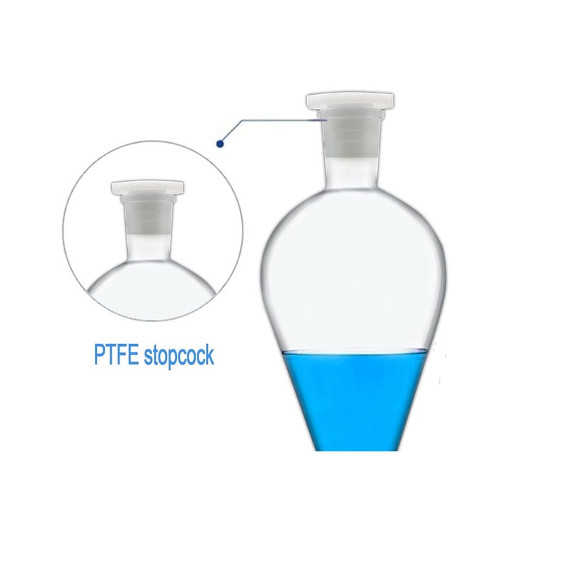 FSLAB Borosilicate Glass 500ML Separating Funnel Heavy Wall Conical Separatory Funnel with 24/40 Joints and PTFE Stopcock Lab,Food,pear - 500ML - Image 5