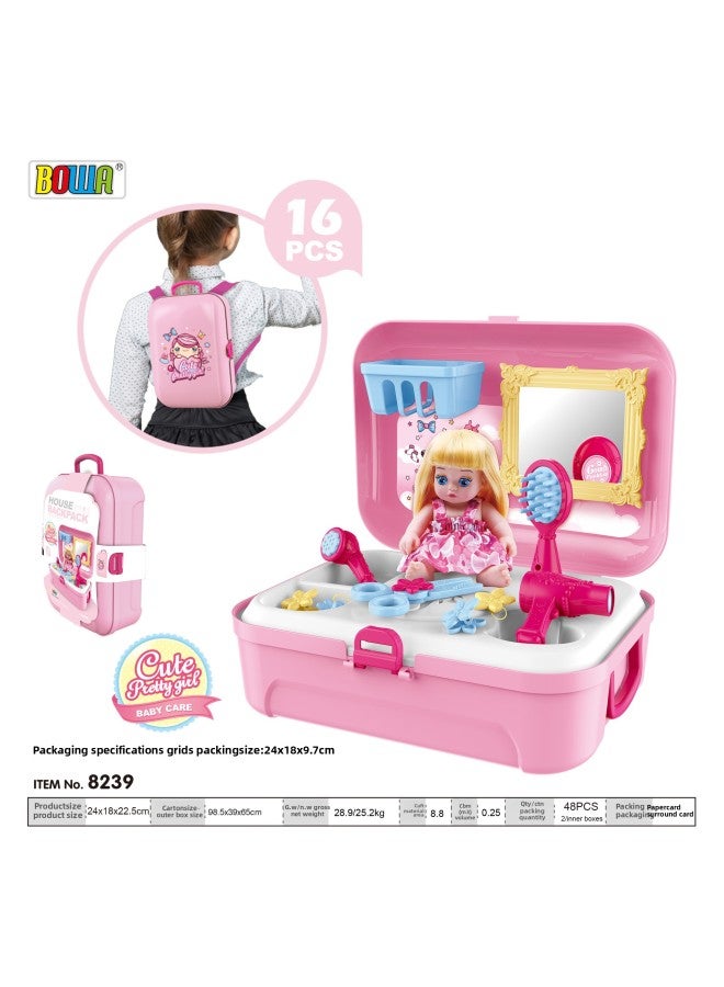 BOWA Bova Play House Toy Pet Suit Boy Simulation Doctor Children Role Play Toy Boy Girl-Color:【8239】doll Fashionable Makeup Box (english Card) - Image 1