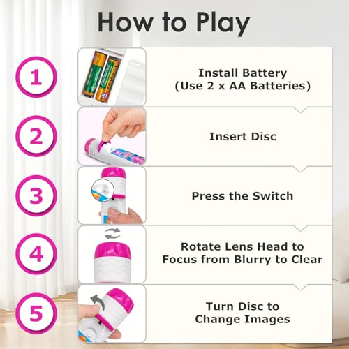 Pup Go Mermaid Projector Flashlight for Kids Ages 3+, Ideas Christmas Stocking Stuffers Gifts for Girls, Pink Fairy Little Mermaid Toys, 3 Discs 24 Images, Kid Night Light Projector - Image 5