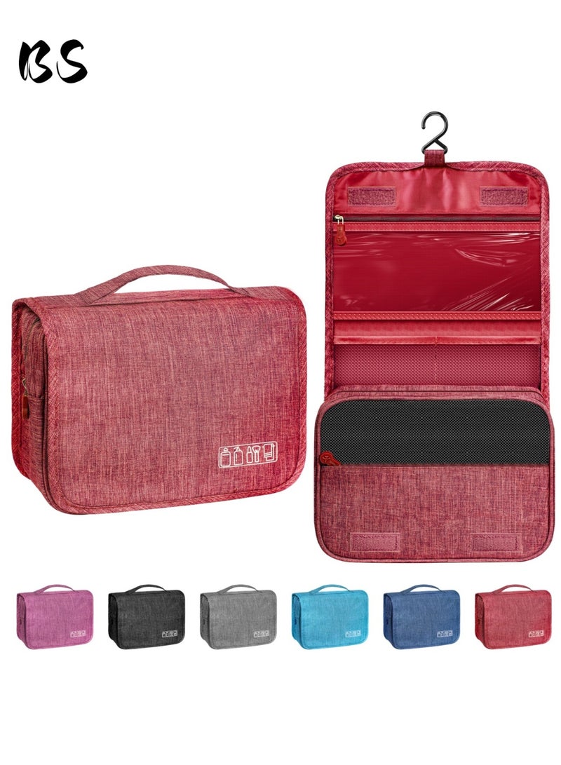 بي إس حقيبة أدوات الزينة للسفر مع خطاف تعليق، حقيبة مكياج متعددة الوظائف مقاومة للماء، حقيبة مستحضرات تجميل محمولة لتنظيم أدوات الزينة للنساء والرجال (أسود) - Image 1