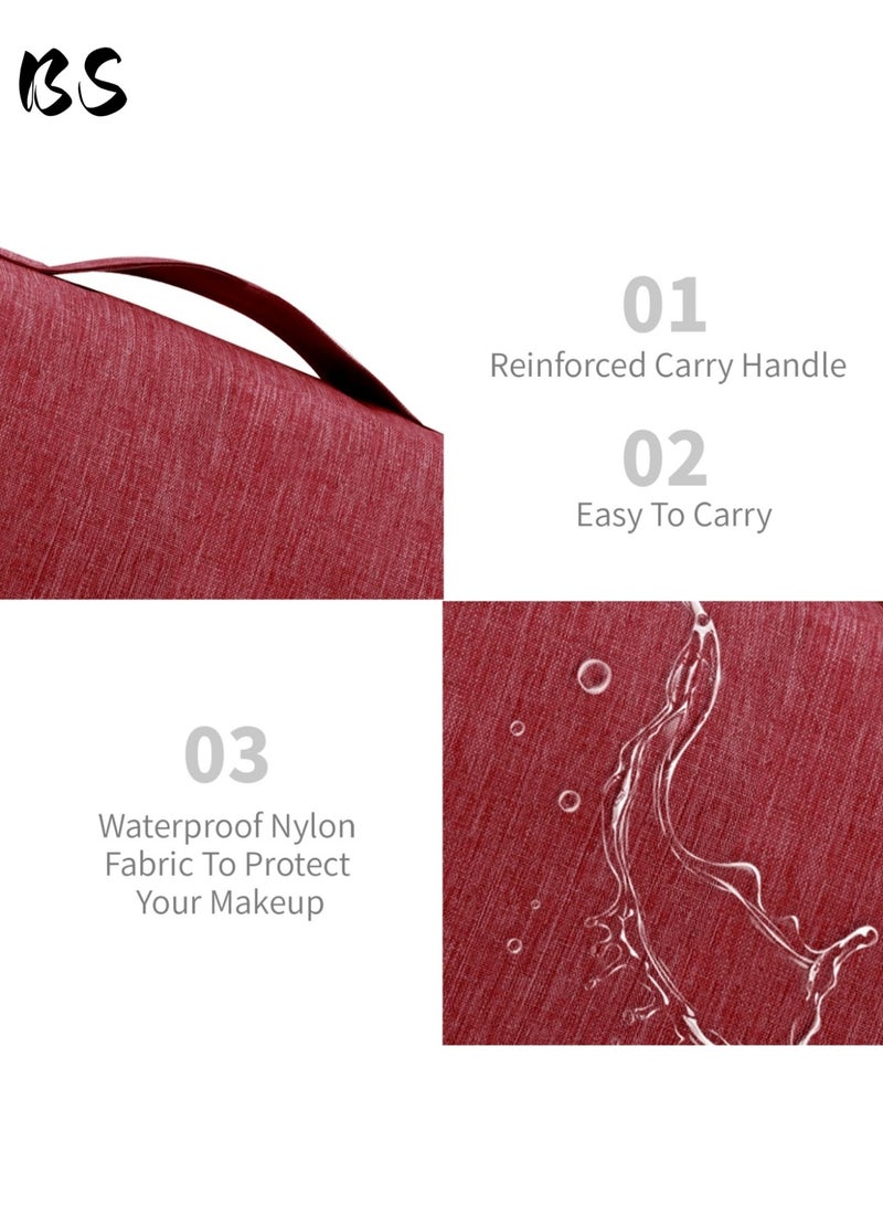 بي إس حقيبة أدوات الزينة للسفر مع خطاف تعليق، حقيبة مكياج متعددة الوظائف مقاومة للماء، حقيبة مستحضرات تجميل محمولة لتنظيم أدوات الزينة للنساء والرجال (أسود) - Image 5