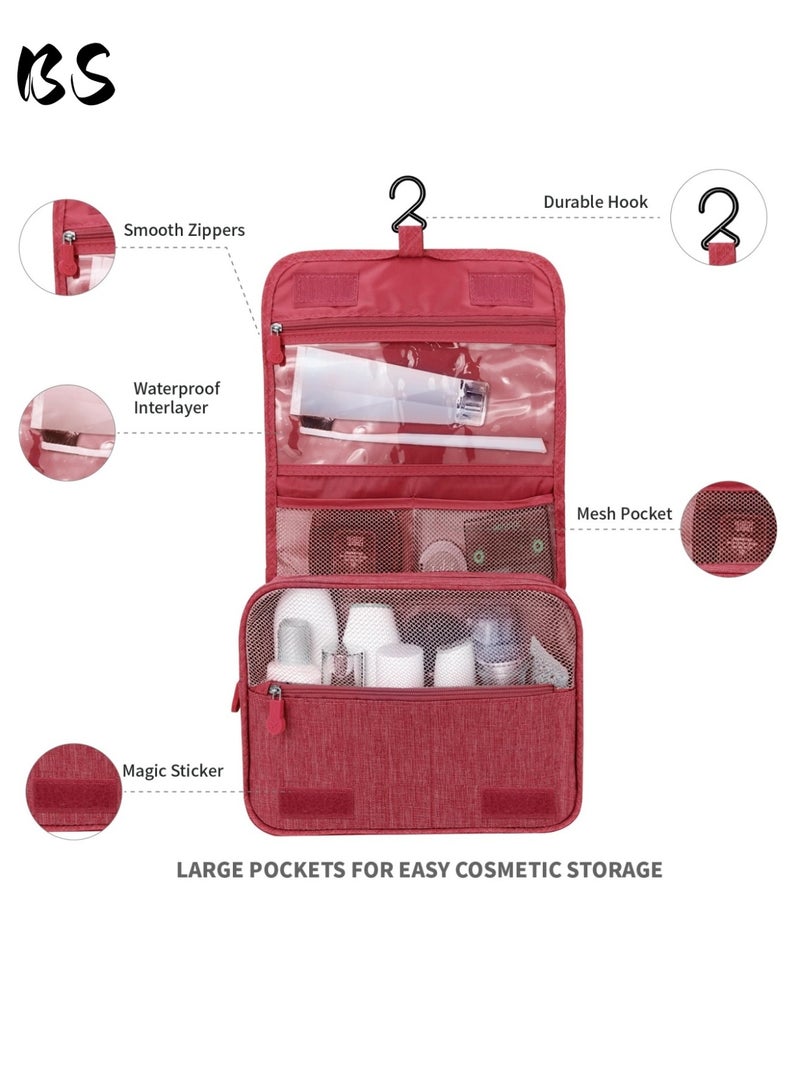 بي إس حقيبة أدوات الزينة للسفر مع خطاف تعليق، حقيبة مكياج متعددة الوظائف مقاومة للماء، حقيبة مستحضرات تجميل محمولة لتنظيم أدوات الزينة للنساء والرجال (أسود) - Image 4