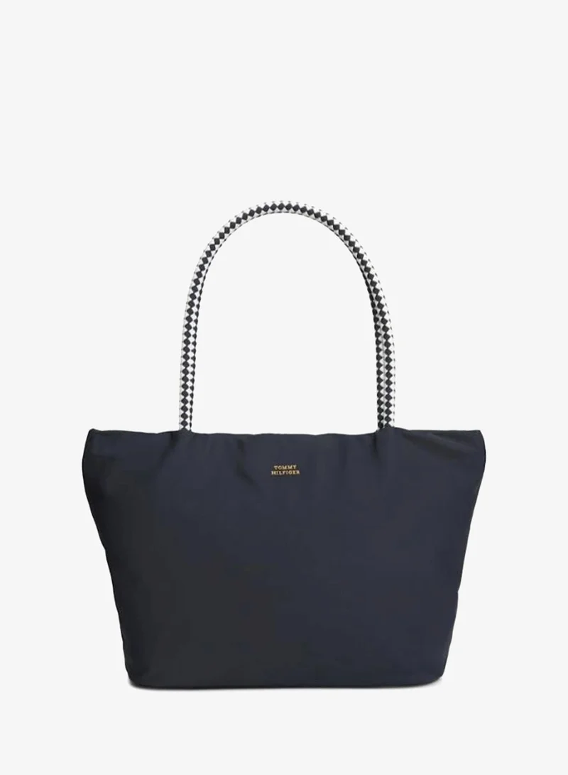 Braided Handle Hobo Tote Bag
