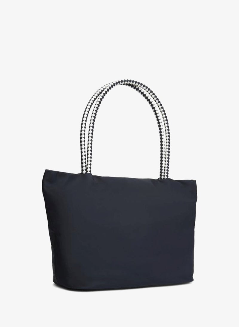 TOMMY HILFIGER Braided Handle Hobo Tote Bag - Image 4