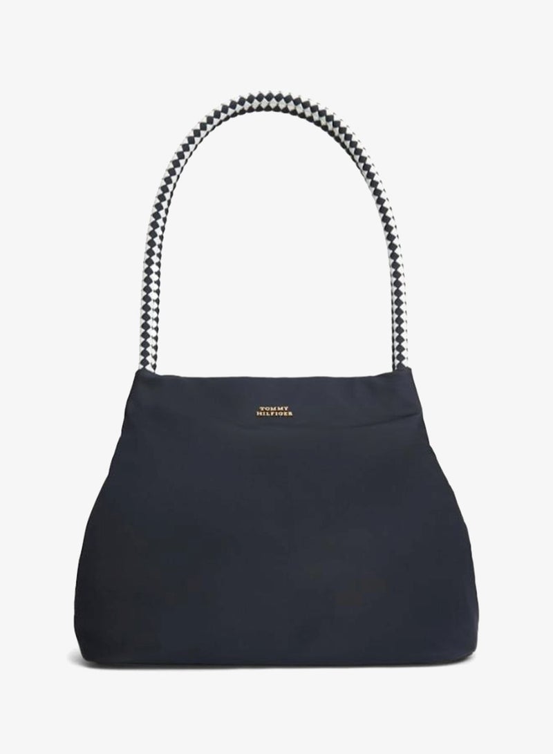 TOMMY HILFIGER Braided Handle Hobo Tote Bag - Image 3
