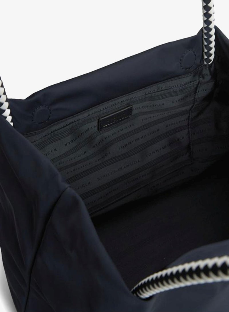TOMMY HILFIGER Braided Handle Hobo Tote Bag - Image 5