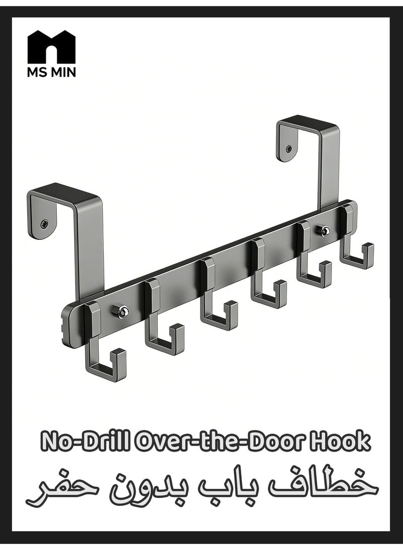MS MIN Over Door Hook Hanger, Heavy Duty Over Door Organizer, Rust Resistant, Space-Saving Rack for Hanging Coats, Towels, Bags & Robes, Black - Image 1