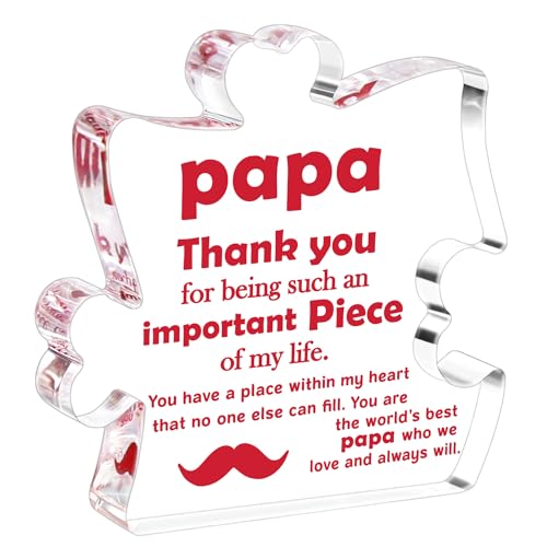 Papa Grandpa Gifts Grandfather Christmas Birthday Gifts from Grandkids Xmas Papa Grandparents Gift from Granddaughter Grandson Granddad Grandfather Papa Acrylic Plaque Desk Decoration Sign