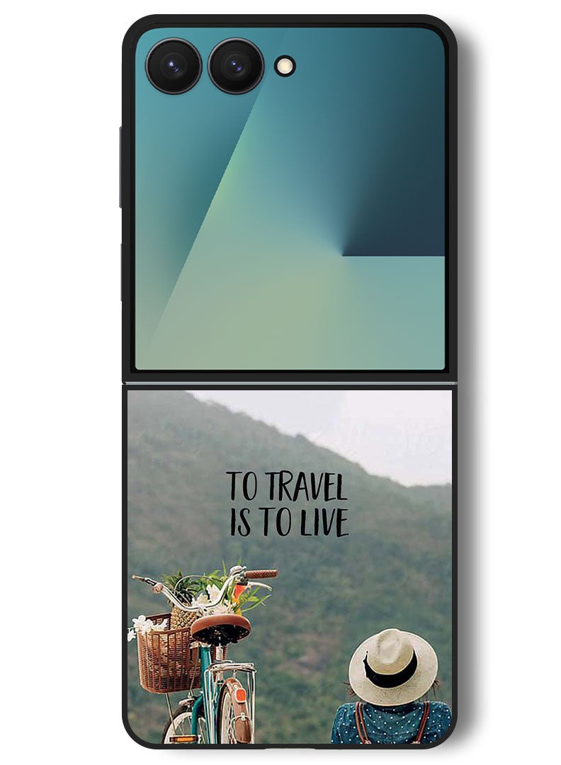 Theodor Case Compatible with Samsung Galaxy Z Flip 7 - 6.9 Inch Protection Shockproof Bumper Cover To Travel Is To Live - Image 1