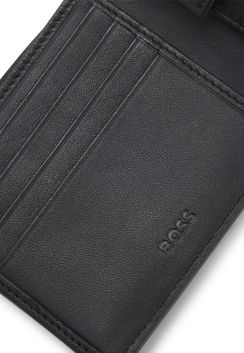 BOSS Black Structured folding wallet with metal logo lettering for Men | Best Price UAE